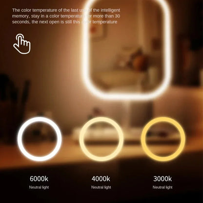 Miroir LED Tactile 3 Couleurs avec Support – Miroir Maquillage Bureau & Chambre