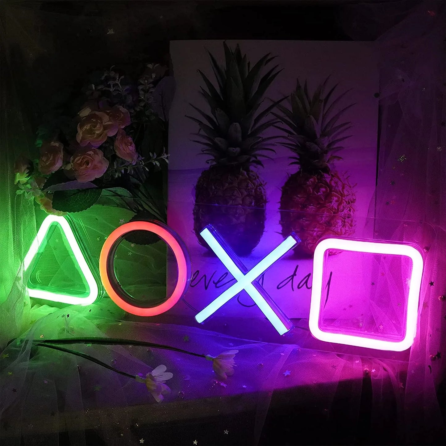 Lampe Néon LED Gaming Playstation – Décoration Murale RGB USB Chambre Gamer Bar Setup