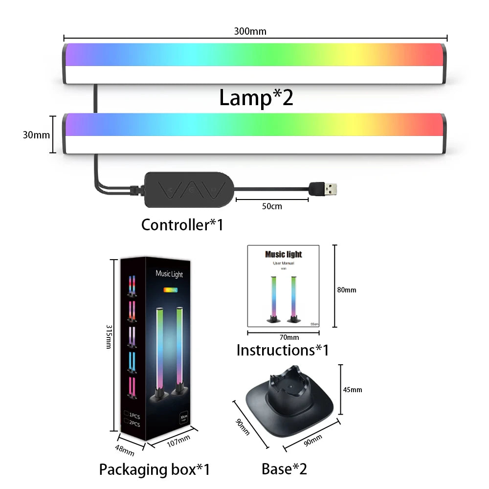 Barres Lumineuses RGBIC Contrôle Application