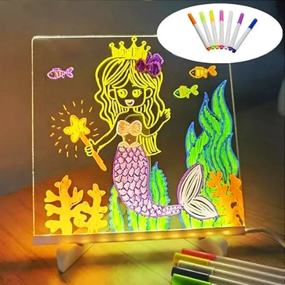 Tableau LED Acrylique USB Réinscriptible avec Stylos Couleurs – Veilleuse Gaming Décorative