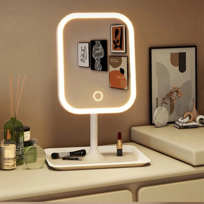 Miroir LED Tactile 3 Couleurs avec Support – Miroir Maquillage Bureau & Chambre
