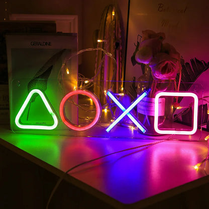 Lampe Néon LED Gaming Playstation – Décoration Murale RGB USB Chambre Gamer Bar Setup