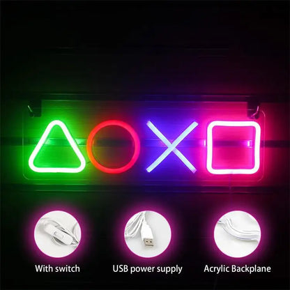 Lampe Néon LED Gaming Playstation – Décoration Murale RGB USB Chambre Gamer Bar Setup